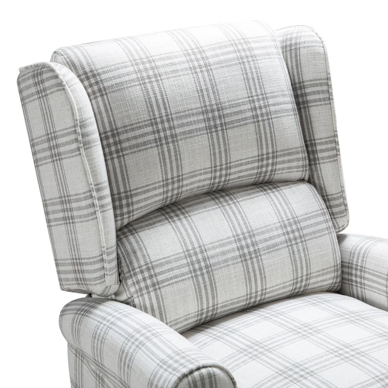 Modern Wingback Recliner, Plaid Gray - Image 8