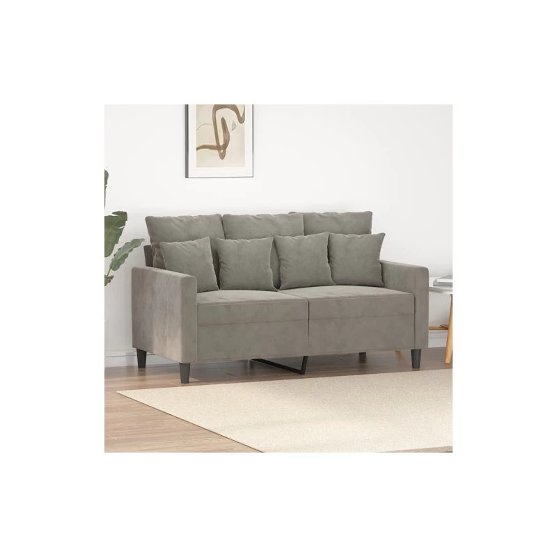 VidaXL 2-Seater Sofa Light Gray Velvet Living Room Lounge Seating Couch Settee - Image 2