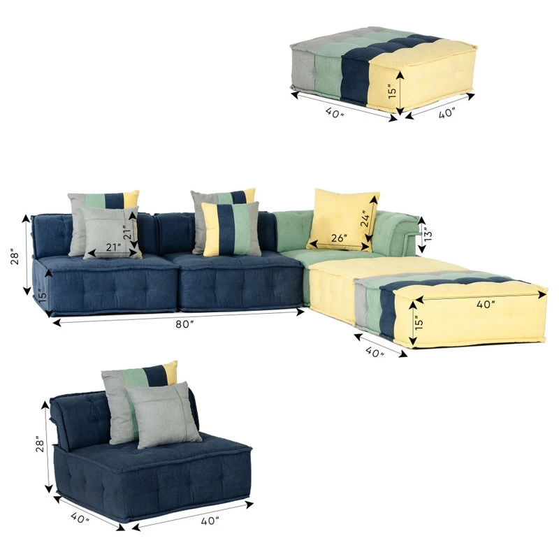 Divani Casa Dubai The Second Modern Fabric Sectional Sofa - Image 10