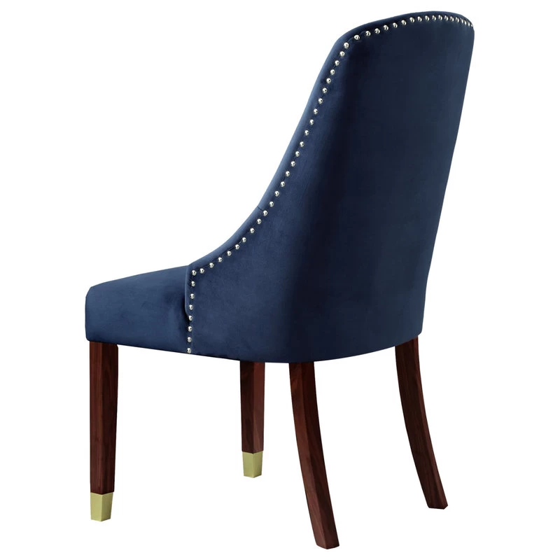 The Grand Dining Chair, Set Of 2, Navy Blue Velvet/Goldtone - Image 6
