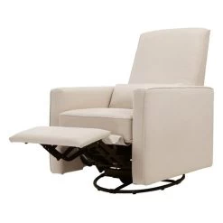 DaVinci Piper Recliner And Swivel Glider In Cream With Piping