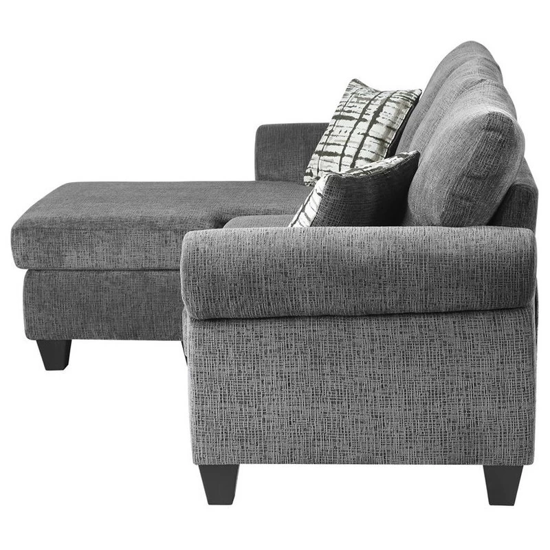 Lexicon Desboro Reversible Chenille Fabric Sectional With Chaise In Gray - Image 4