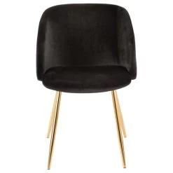 Fran Chair, Gold Metal, Set Of 2, Black Velvet