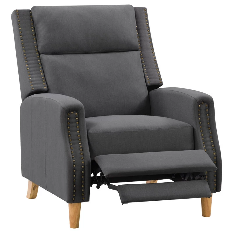 CorLiving Lynwood Recliner Chair With Nail Head Trim, Dark Grey - Image 3