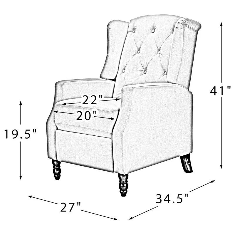 Upholstered Manual Recliner With Wingback,Set Of 2, Bird - Image 10