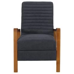 Neihart Channel Stitch Pushback Recliner, Charcoal And Teak, Fabric