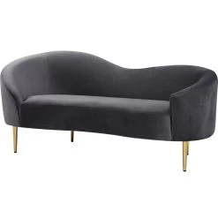Ritz Velvet Loveseat, Gray