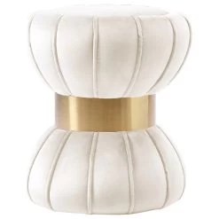 Vino Cream Velvet Ottoman/Stool, Cream