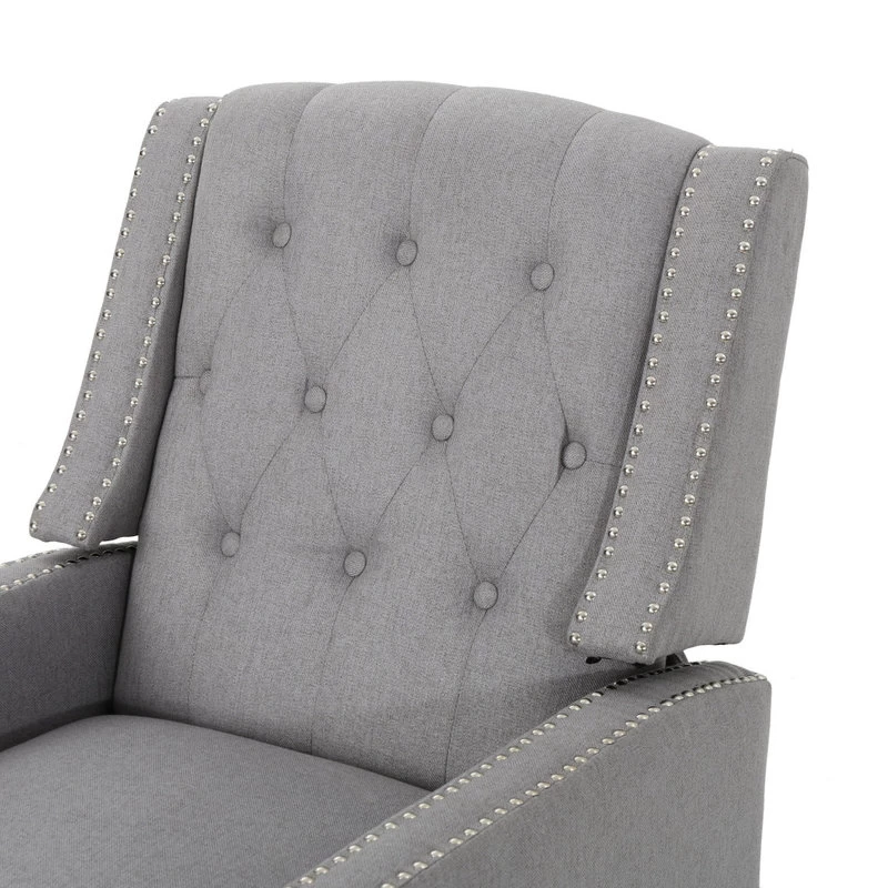 GDF Studio Izaak Tufted Back Fabric Recliner Chair, Light Gray - Image 8