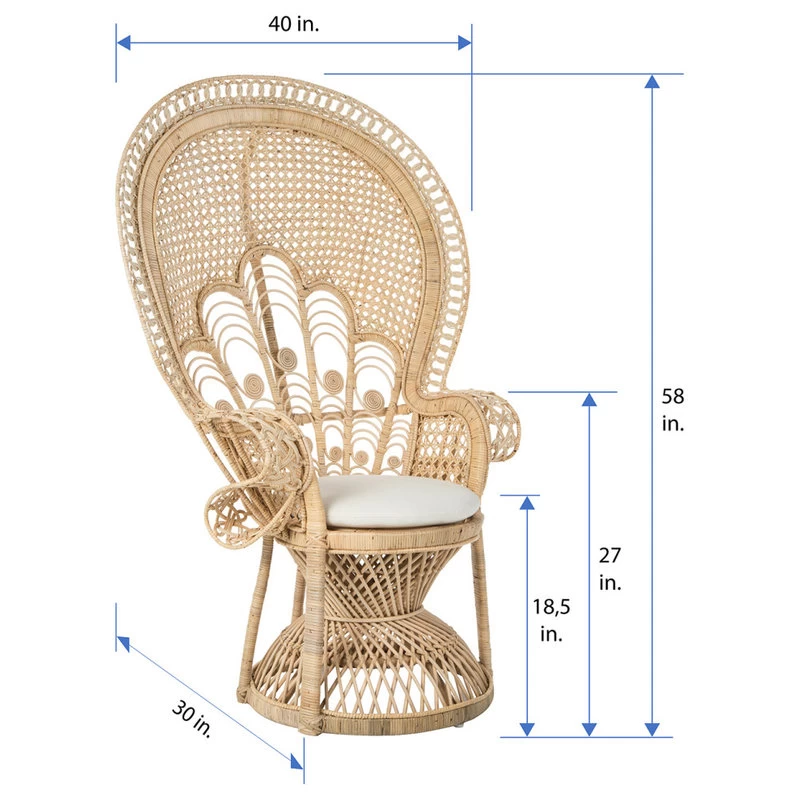 Lady Peacock Rattan Chair, Natural - Image 9