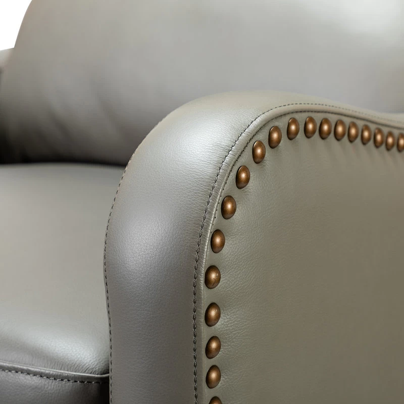 Genuine Leather Cigar Recliner With Wingback, Dove - Image 8