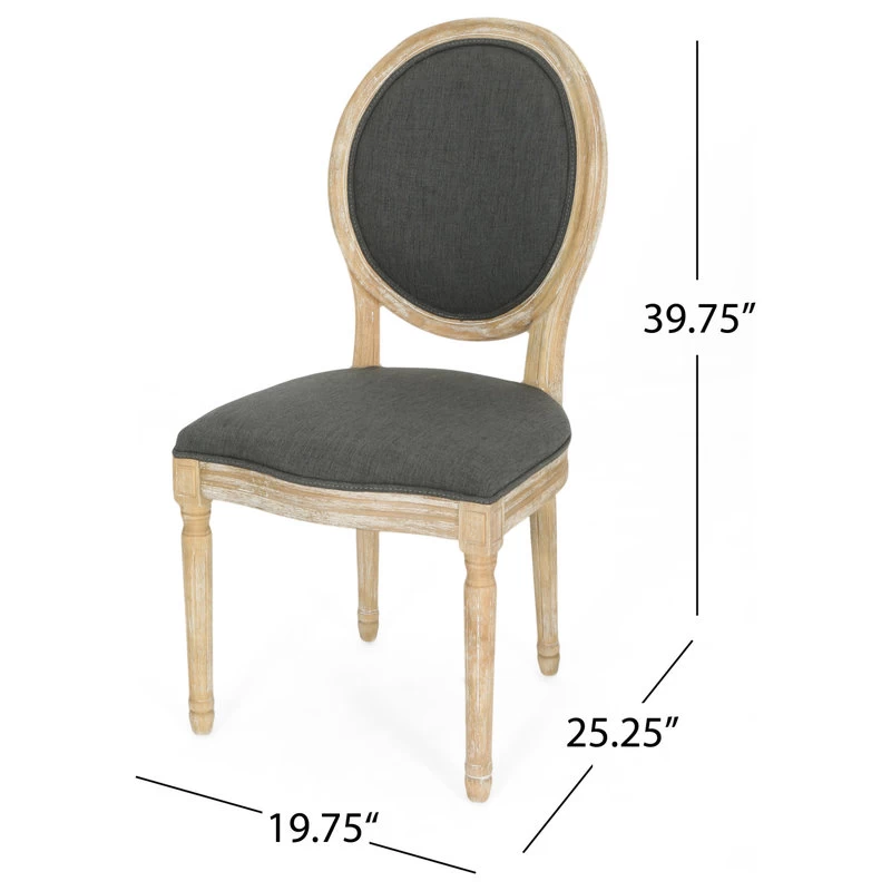 Jerome French Country Dining Chairs, Set Of 4, Blue Floral/Dark Gray/Natural, Fabric, Rubberwood - Image 3