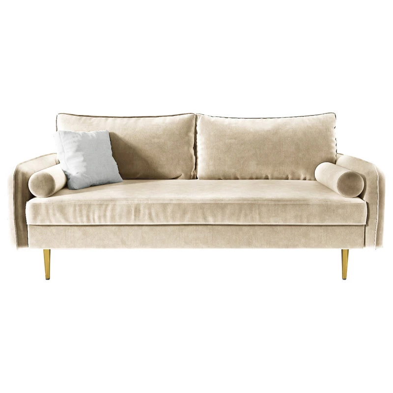 The Audrey I Velvet Round Arm Sofa, Ivory White