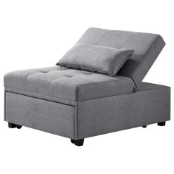 Linon Boone Upholstered Convertible Sofa Bed In Gray