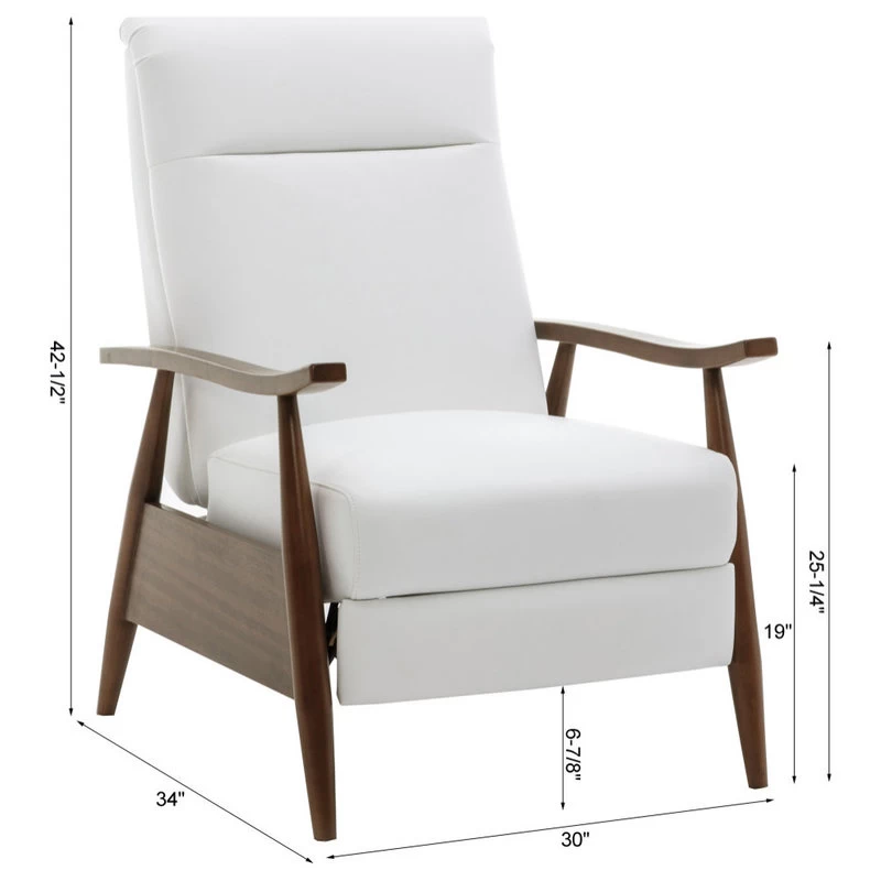 Solaris Wood Arm Push Back Recliner, Milky White - Image 10