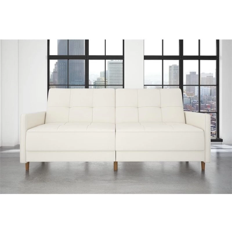 DHP Andora Modern Coil Faux Leather Convertible Sleeper Sofa In White - Image 4