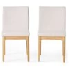 Oceanna Mid Century Modern Dining Chairs, Set Of 2, Light Beige/Oak, Fabric