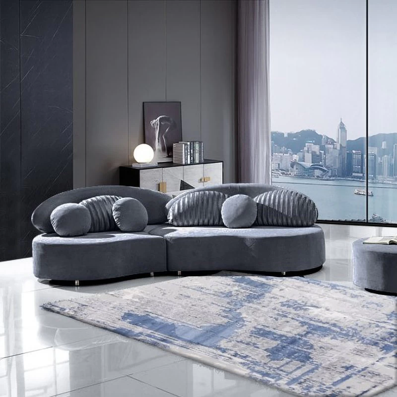 Modern 7-Seat Modular Sofa Velvet Upholstered Modular Sofa With Ottoman & Pillow - Image 4
