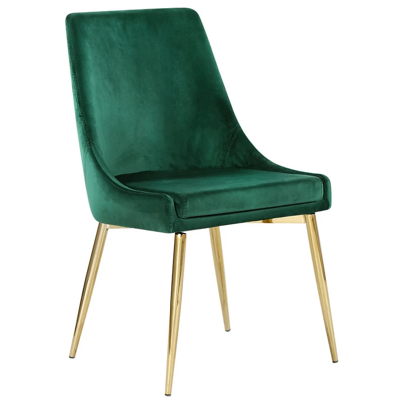 The Draper Dining Chair, Green, Velvet, Gold Base, Set Of 2 - Image 2