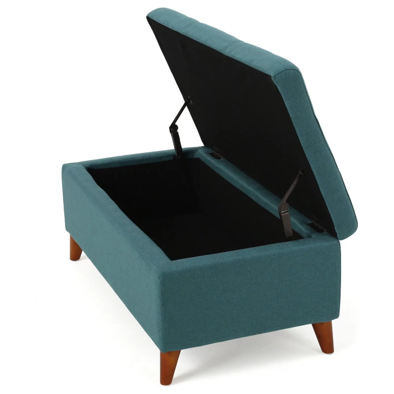 GDF Studio Etoney Fabric Storage Ottoman, Teal - Image 6
