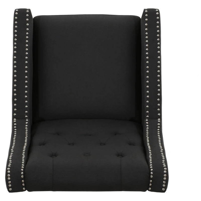 GDF Studio Ingrid Tufted Back Fabric Recliner Chair, Dark Charcoal - Image 15