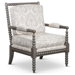 DTY Indoor Living Silverthorne Spindle Chair, Weathered Gray/Taupe Paisley