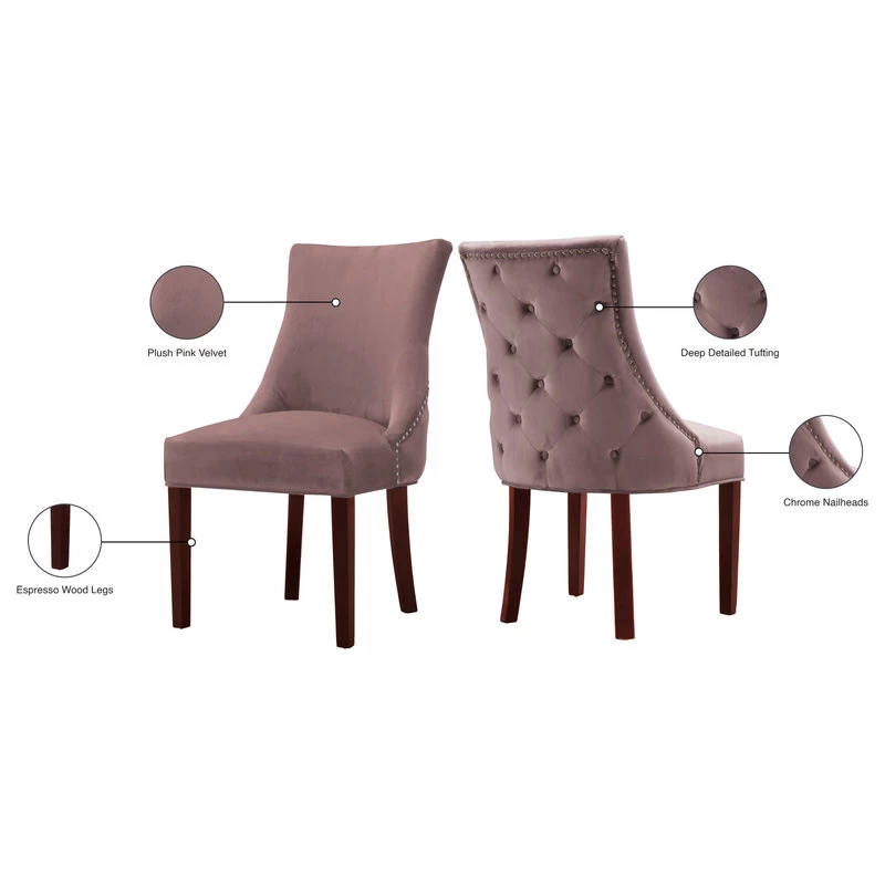 The Splendor Dining Chair, Pink, Velvet, Set Of 2 - Image 5