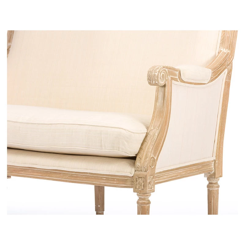 Baxton Studio Chavanon Wood And Light Beige Linen Traditional French Loveseat - Image 4