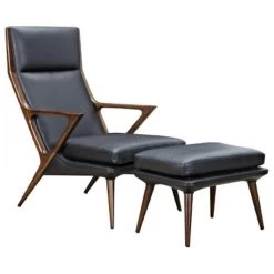 Modrest Fulton Modern Black Lounge Chair And Ottoman