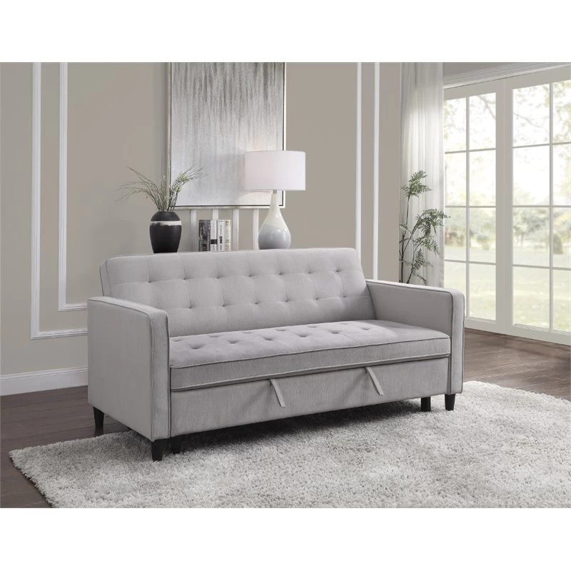 Lexicon Strader Microfiber Convertible Studio Sofa In Dove - Image 2