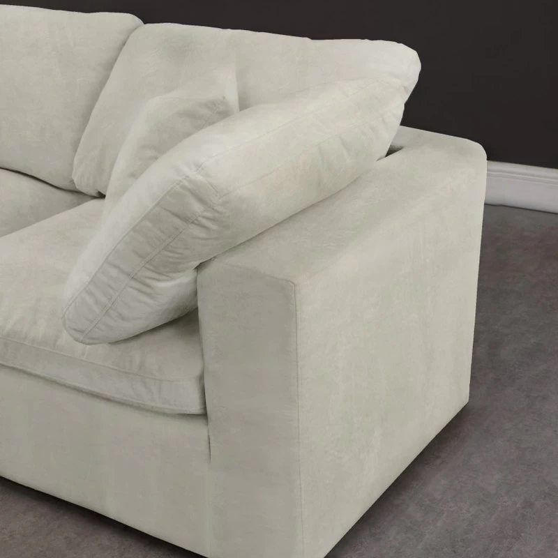 Cozy Cloud-Like Comfort Modular 4-Seater Sectional And 2 Ottomans, Cream - Image 5