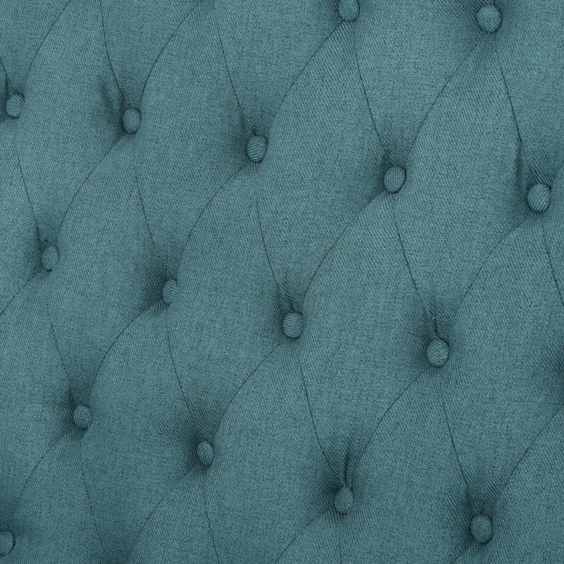 GDF Studio Leona Traditional High Back Tufted Winged Fabric Loveseat, Dark Teal - Image 5