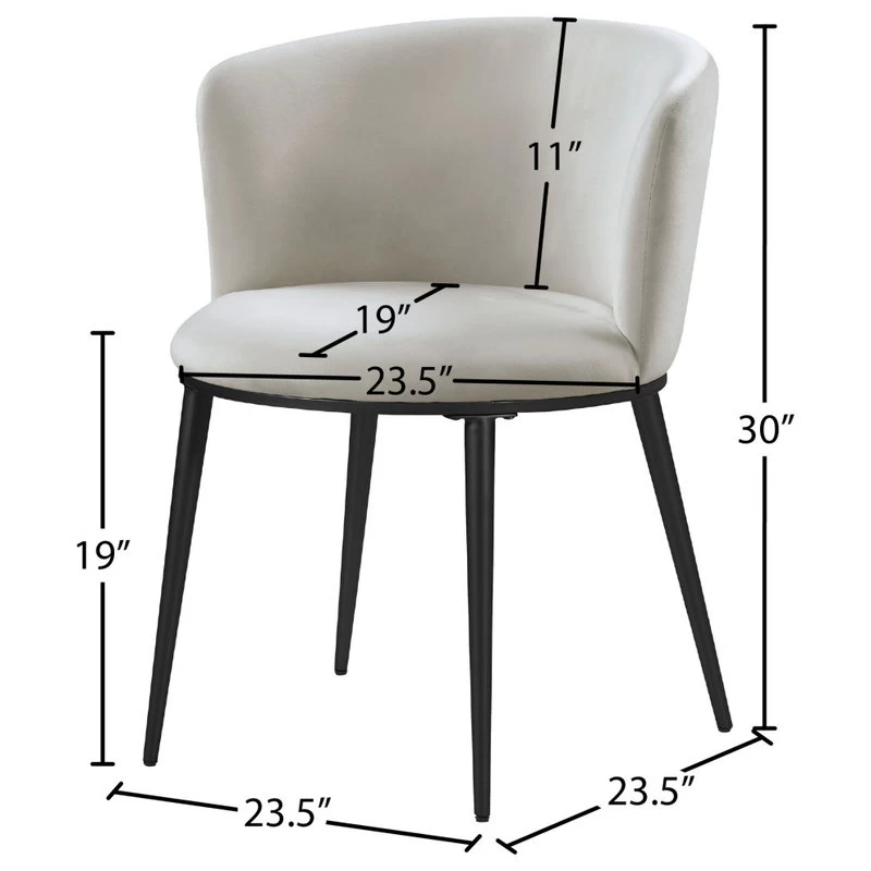 Skylar Dining Chair, Set Of 2, Cream Velvet, Matte Black Iron Legs - Image 9