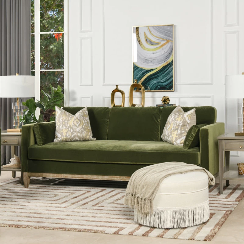 Knox 84" Modern Farmhouse Sofa, Olive Green Performance Velvet - Image 2