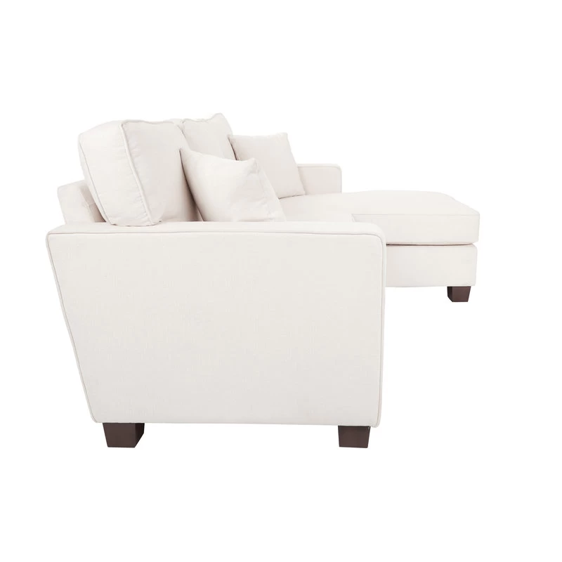 Russell Sectional With Pillows And Coffeeed Legs, Ivory - Image 3