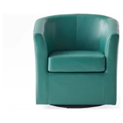 GDF Studio Corley Faux Leather Swivel Club Chair, Turquoise