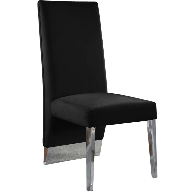 The Cairo Dining Chair, Black And Chrome, Velvet, Set Of 2 - Image 4