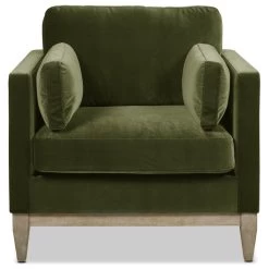 Knox 36" Modern Farmhouse Arm Chair, Olive Green Performance Velvet