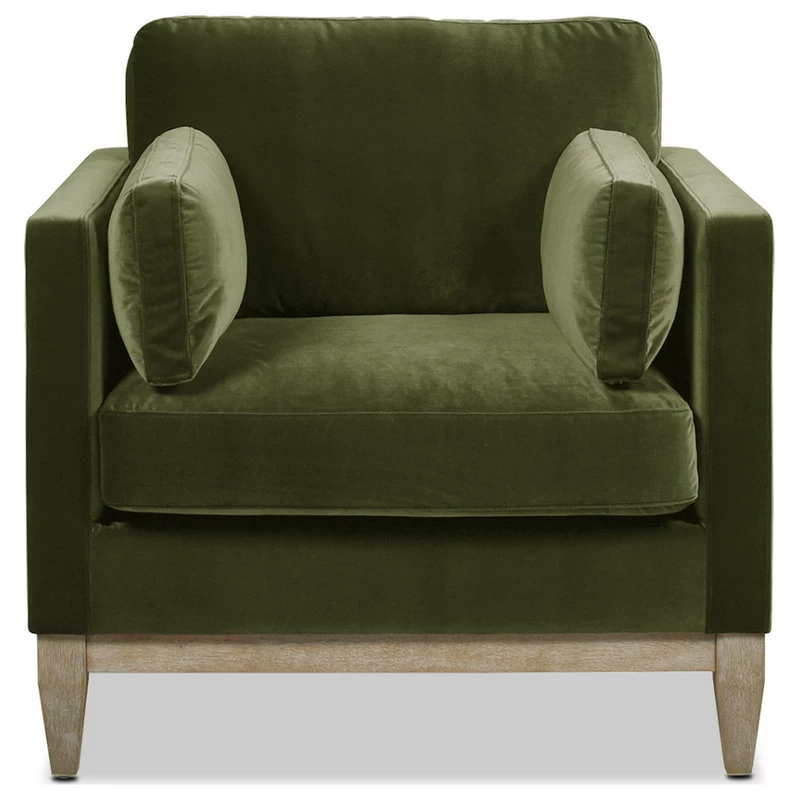 Knox 36" Modern Farmhouse Arm Chair, Olive Green Performance Velvet
