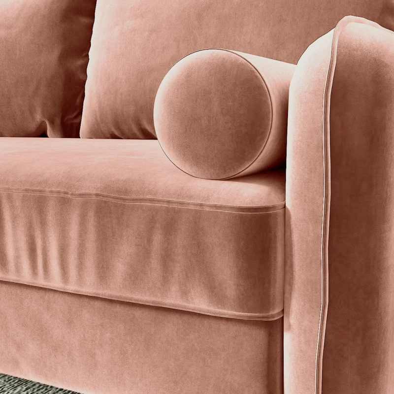 The Audrey I Velvet Round Arm Loveseat, Rose Pink - Image 5