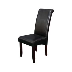 Milan Faux Leather Blue Dining Chairs, Set Of 2, Black