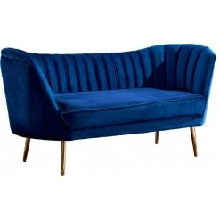 Margo Velvet Loveseat, Navy