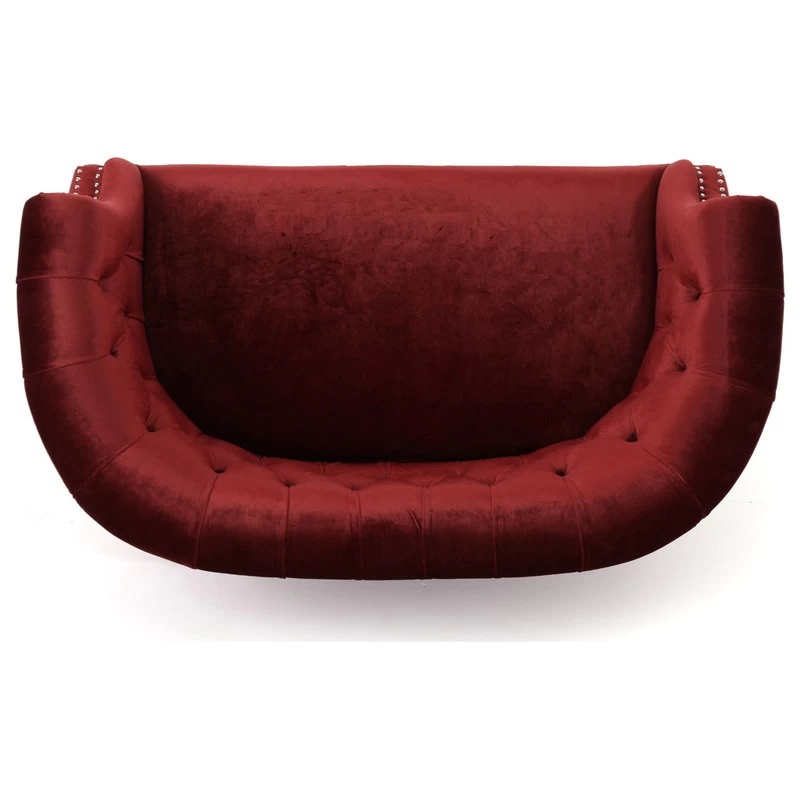 Melaina Tufted Chesterfield Velvet Loveseat With Scrolled Arms - Image 8