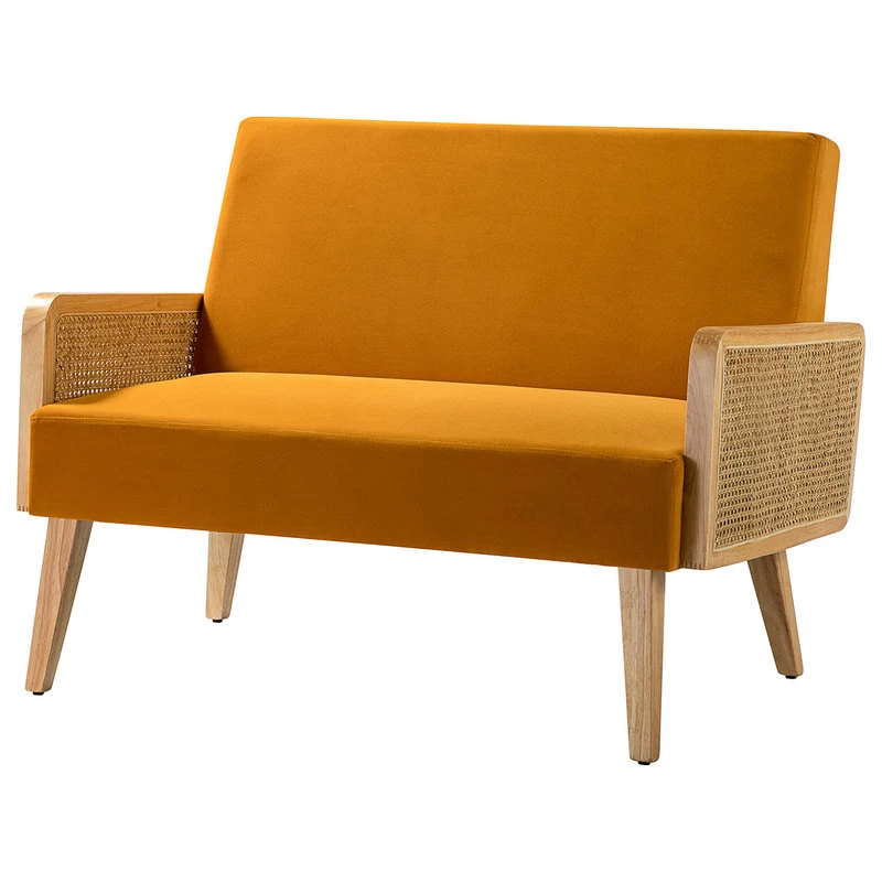 Wicker Arm Loveseat, Yellow