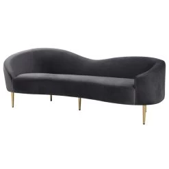 Ritz Velvet Sofa, Gray