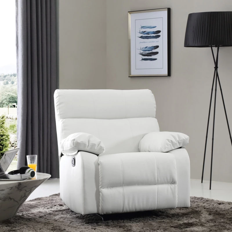 Clarke Rocker Recliner, White/Faux Leather - Image 2
