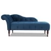 Samuel 66" Tufted Chaise Lounge, Right-Arm Facing, Satin Teal Blue Velvet