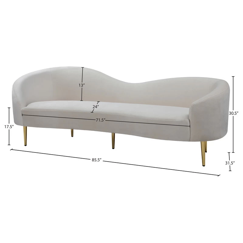 Ritz Velvet Sofa, Cream - Image 10