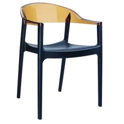 The Enders Dining Chair, Black And Transparent Amber, Polypropylene, Set Of 2