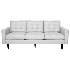 Darcy Contemporary Tufted Fabric 3 Seater Sofa, Light Gray/Dark Brown